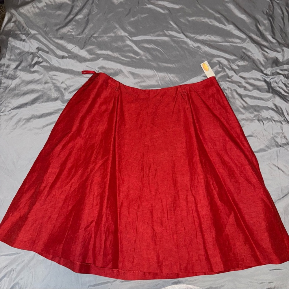 Talbots Red Midi A-Line Wrap Skirt